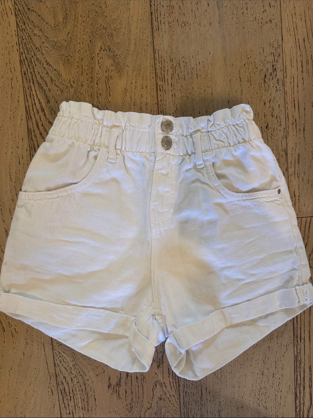 Zara White Elastic-Waist Rolled Cuff Girls' Shorts